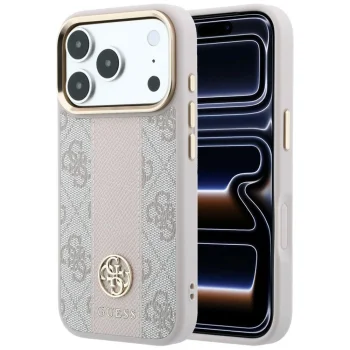 Guess 4G Stripe Round and Classic Logos MagSafe vāciņš priekš iPhone 17 Pro Max / 18 Pro Max, rozā