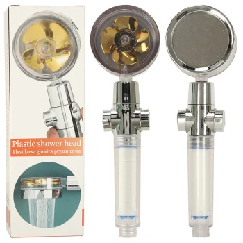 Ūdeni taupoša dušas klausule ar filtru, sudraba/zelta, bez šļūtenes