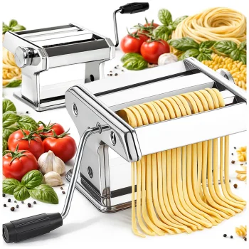 Makaronu mašīna mājas pastai ar regulējamu biezumu, nerūsējošais tērauds