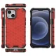 Honeycomb hibrīda vāciņš iPhone 13 mini ar TPU rāmi, sarkans