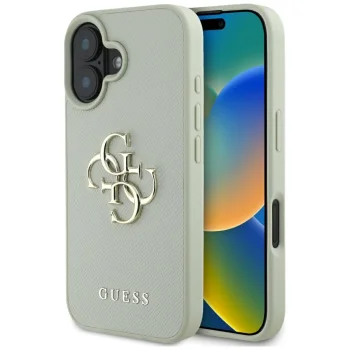 Guess Grained Big 4G Logo Small Classic Logo vāciņš iPhone 16, zaļš