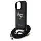 Guess 4G Big Logo Cord Strap Crossbody vāciņš iPhone 16 Pro, Melns