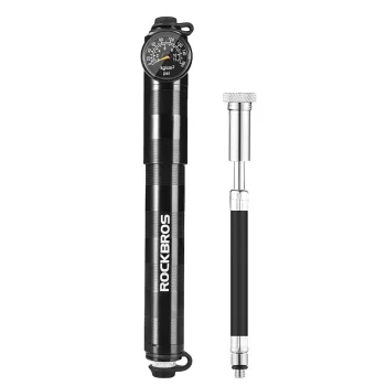 Velosipēda pumpis Rockbros HQ-67A-L03 ar manometru, 160 PSI, AV/FV, melns