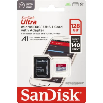 Atmiņas karte SanDisk Ultra microSDXC 128GB 140MB/s ar adapteri