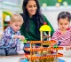 ECOTOYS liela koka rotaļu garāža ar liftu un mašīnītēm