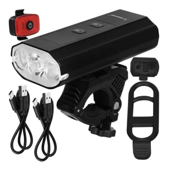 Velosipēda lukturu komplekts Trizand LED 1300 lm, priekšējais un aizmugurējais lukturis, USB-C