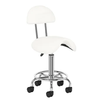 Activeshop kosmetologa taburete 6001 ar atzveltni, balta