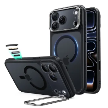 ESR Classic Hybrid MagSafe vāciņš iPhone 18 Pro Max / 17 Pro Max ar statīvu, matēti melns