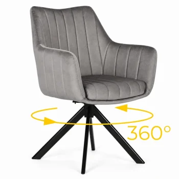ModernHome grozāms velūra krēsls ar roku balstiem 360°, bēšs