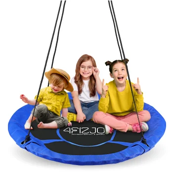 Bērnu šūpoles "Stārķa ligzda" 4FIZJO XXL 120 cm, zilas