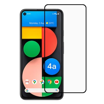 5D Aizsargstikls Google Pixel 4a, Melns Pilna Pārklājuma (Tempered Glass)