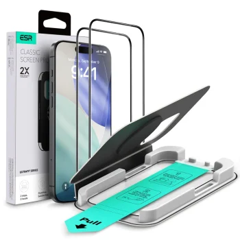 Apple iPhone 17 6.3'' ESR UltraFit Tempered Glass Screen Protector, Black, 2 pcs. | Telefona Ekrāna Aizsargstikls (...