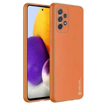Samsung Galaxy A72 (SM-A725F/DS) Dux Ducis Yolo Elegant Case Cover Soft TPU and PU Leather, Orange | Telefona Maciņš...