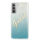 Guess Samsung Galaxy S21+ vāciņš Glitter Gradient Script, zils
