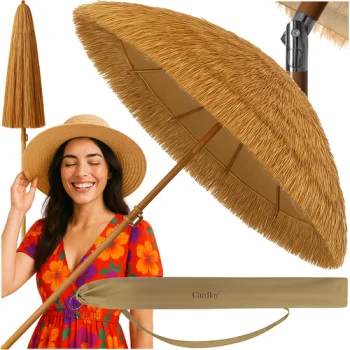 Gardlov 00025326 Havaju stila dārza un pludmales saulessargs, 170 cm, smilškrāsas