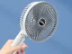 Bezvadu galda ventilators ar klipsi, 3 ātrumi, balts-pelēks