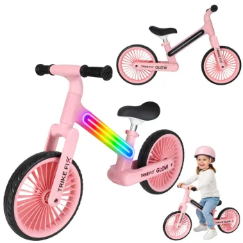 Līdzsvara velosipēds Trike Fix Glow LED ar 12" EVA riteņiem, rozā