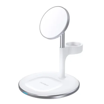 Choetech 3-in-1 MagSafe bezvadu magnētiskais lādētājs, 15W, balts