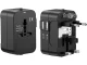 Universāls ceļojumu adapteris ar 2 USB, UK/USA/EU/AUS, melns