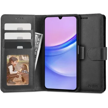 Samsung Galaxy A15 ( SM-A156, SM-A155 ) Tech-Protect Wallet Book Case Cover, Black | Telefona Vāciņš Maciņš...