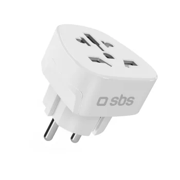 SBS universāls ceļojumu adapteris Schuko / EU, balts