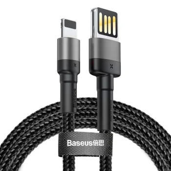 Baseus Cafule USB uz Lightning divpusējs kabelis 2.4A 1m, Pelēks/Melns