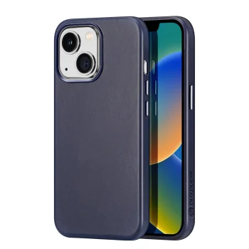 Dux Ducis Naples ādas vāciņš iPhone 14 Plus ar MagSafe, zils