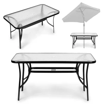 Dārza galds MultiGarden, 120x70 cm, stikla, melns