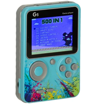 Pārnēsājama mini retro spēļu konsole ar 500 spēlēm, zila