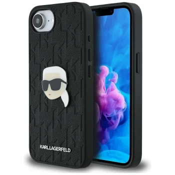 Karl Lagerfeld Monogram Karl Head Pin vāciņš iPhone 16e, melns