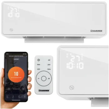 Sienas gaisa aizkars Kaminer Zelvion 26398 ar WiFi, 2000W, balts