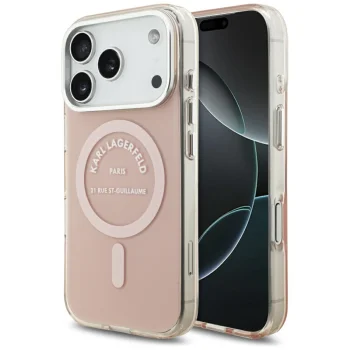 Karl Lagerfeld IML Karl RSG Logo MagSafe vāciņš iPhone 17 Pro, Rozā