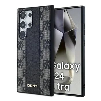 DKNY Samsung Galaxy S24 Ultra vāciņš Leather Checkered Mono MagSafe, melns