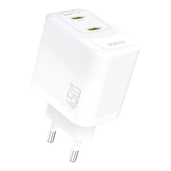 Dudao A28PEU PD 45W GaN 2x USB-C tīkla lādētājs, balts