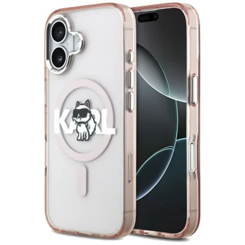 Karl Lagerfeld IML Choupette Sketch Logo MagSafe vāciņš iPhone 17, Rozā