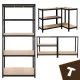 Metāla noliktavas plaukts 5 plaukti 1000kg Bigstren 220x100x45cm, melns