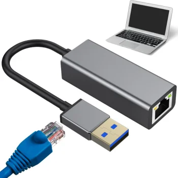 USB-A uz RJ45 Ethernet tīkla adapteris 100 Mbps, Pelēks