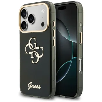 Guess IML 4G Script Metal vāciņš iPhone 17 Pro / 18 Pro, melns