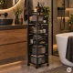 Virtuves plaukts ar ritenīšiem ModernHome, 5 rotējoši grozi, 28x28x90 cm, melns