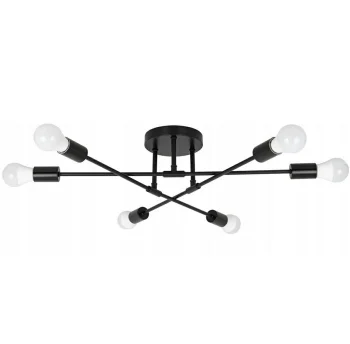 Piekaramā griestu lampa Loft, 6 spuldzes, melna