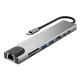 Tech-Protect HB09 8-in-1 USB-C centrmezgls (HDMI, PD 100W, RJ45) - Pelēks