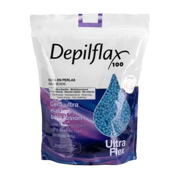 Elastīgs cietais vasks depilācijai granulās Depilflax Ultraflex 1kg, blue