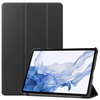 Samsung Galaxy Tab S9 (SM-X710, SM-X716B) Trifold Stand PU Leather Cover Case, Black | Planšetes Vāciņš Maciņš...