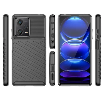 Vāciņš Xiaomi Redmi Note 12 Pro+, Thunder Case, TPU, melns