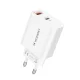 Sienas lādētājs Wozinsky WLS-20W, 20 W, USB-A un USB-C, ar 1 m USB-C kabeli, balts