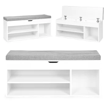 ModernHome WYJ-249 apavu skapis ar sēdekli un 3 plauktiem, balts