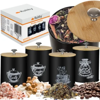 Ruhhy 00024578 virtuves trauku komplekts, 4 gab., 1.5L, matēts melns