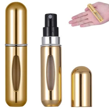 Ceļojumu smaržu flakons - izsmidzinātājs, 5 ml, zelta