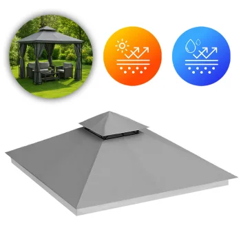 Ūdensizturīgs dārza paviljona jumts 3x3 m ar ventilāciju, pelēks