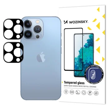 Wozinsky iPhone 17 Pro Max kameras aizsargstikls Full Camera Glass, melns (2 gab.)